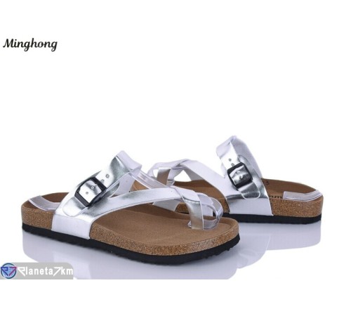 Шлепки жіночі на літо (8 пар р.36-41) срібний  "HORSE"