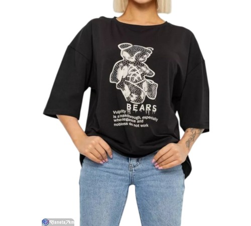 Футболка жіноча на літо (4 шт. р.сетка L-XL) чорний  "Masari"