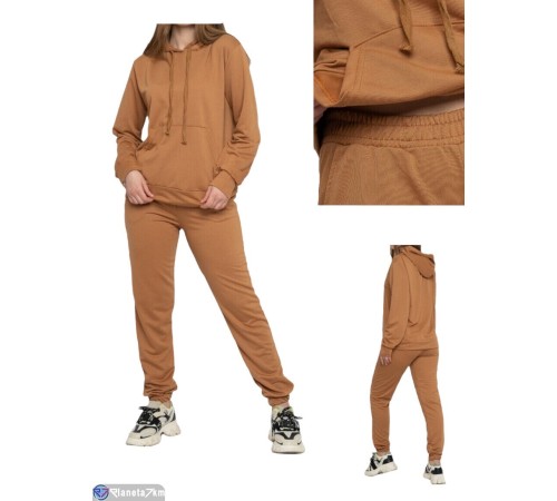 Спортивний костюм жіночий на весну/осінь (4 шт. р.сетка M-2XL) коричневий  "Masari"