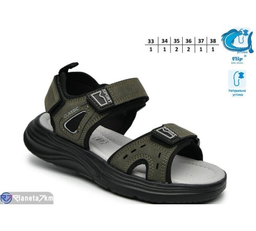 Сандалі дитячі на літо (8 пар р.33-38) зелений  "TOMMY"