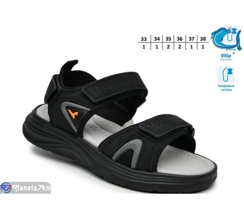 Сандалі дитячі на літо (8 пар р.33-38) чорний  "TOMMY"