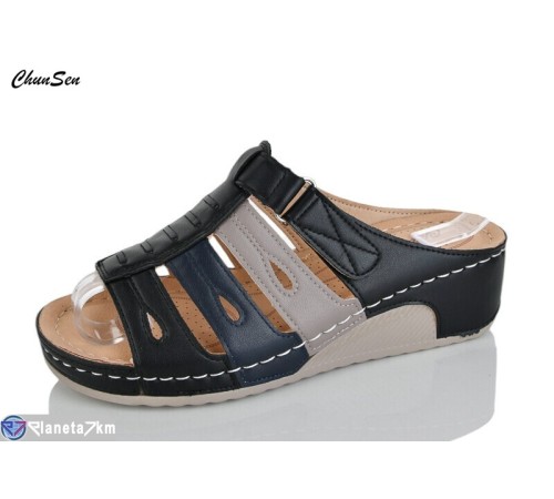 Шлепки жіночі на літо (8 пар р.37-42) чорний  "Chunsen"