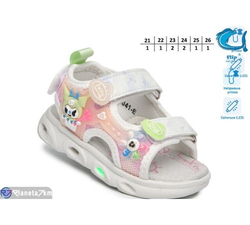 Дитячі босоніжки на літо (8 пар р.21-26) білий  "TOMMY"