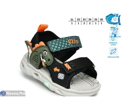 Сандалі дитячі на літо (8 пар р.21-26) чорний  "TOMMY"