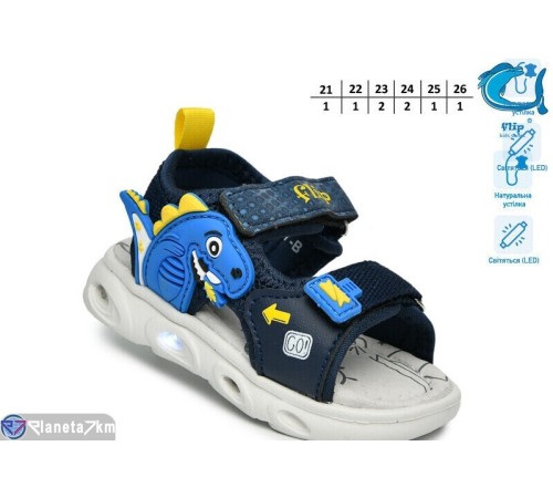 Сандалі дитячі на літо (8 пар р.21-26) синій  "TOMMY"
