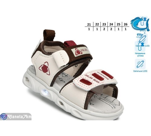 Сандалі дитячі на літо (8 пар р.21-26) бежевий  "TOMMY"