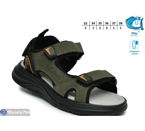 Сандалі дитячі на літо (8 пар р.33-38) зелений  "TOMMY"