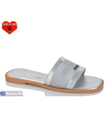 Шлепки жіночі на літо (8 пар р.36-41) срібний  "Jiao Li Mei"
