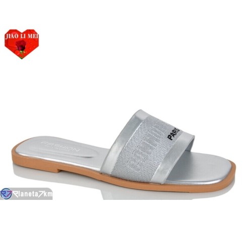 Шлепки жіночі на літо (8 пар р.36-41) срібний  "Jiao Li Mei"