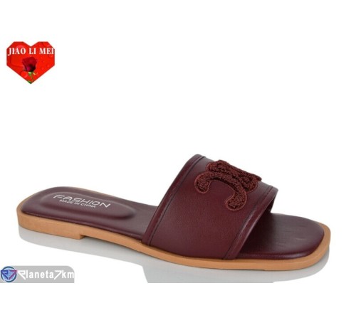 Шлепки жіночі на літо (8 пар р.36-41) бордовий  "Jiao Li Mei"