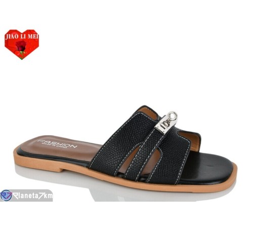Шлепки жіночі на літо (8 пар р.36-41) чорний  "Jiao Li Mei"
