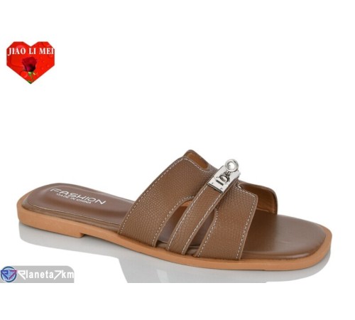 Шлепки жіночі на літо (8 пар р.36-41) коричневий  "Jiao Li Mei"