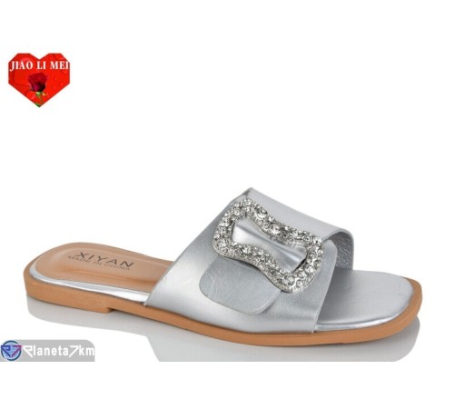 Шлепки жіночі на літо (8 пар р.36-41) срібний  "Jiao Li Mei"