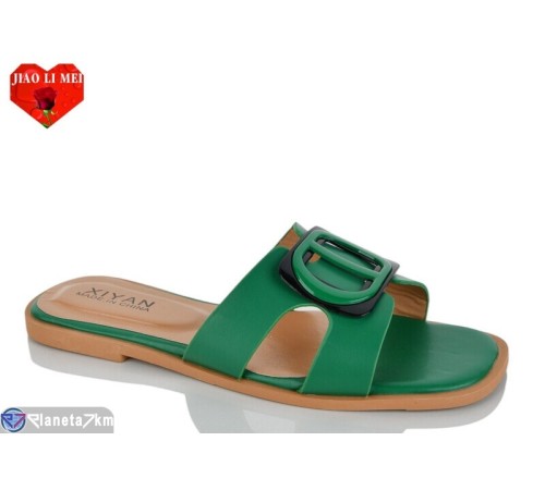 Шлепки жіночі на літо (8 пар р.36-41) зелений  "Jiao Li Mei"