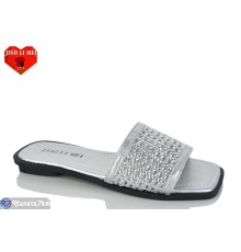Шлепки жіночі на літо (8 пар р.36-41) срібний  "Jiao Li Mei"