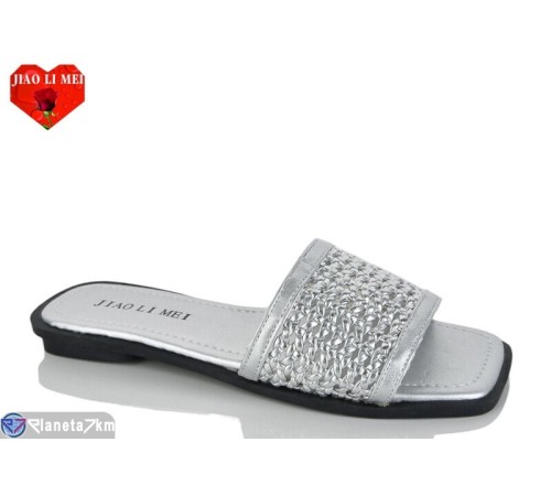 Шлепки жіночі на літо (8 пар р.36-41) срібний  "Jiao Li Mei"