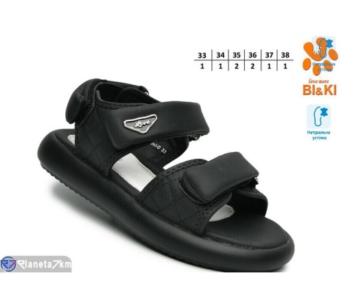 Дитячі босоніжки на літо (8 пар р.33-38) чорний  "TOMMY"