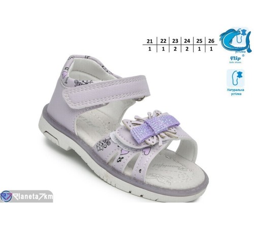 Дитячі босоніжки на літо (8 пар р.21-26) фіолетовий  "TOMMY"