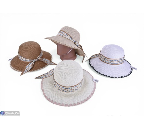 Капелюх жіночий на літо (5 шт. р.сетка 56-58) мікс  "CAROLLA"