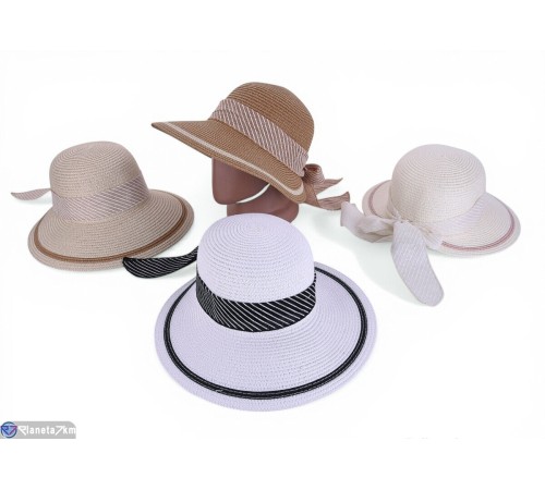 Капелюх жіночий на літо (5 шт. р.сетка 56-58) мікс  "CAROLLA"