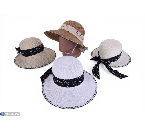Капелюх жіночий на літо (5 шт. р.сетка 56-58) мікс  "CAROLLA"