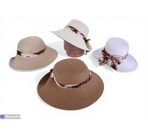 Капелюх жіночий на літо (5 шт. р.сетка 56-58) мікс  "CAROLLA"