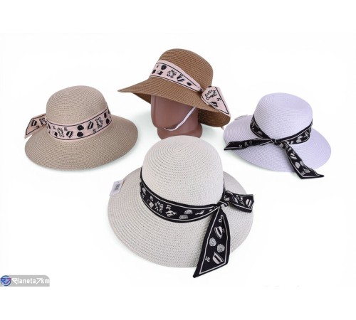 Капелюх жіночий на літо (5 шт. р.сетка 56-58) мікс  "CAROLLA"