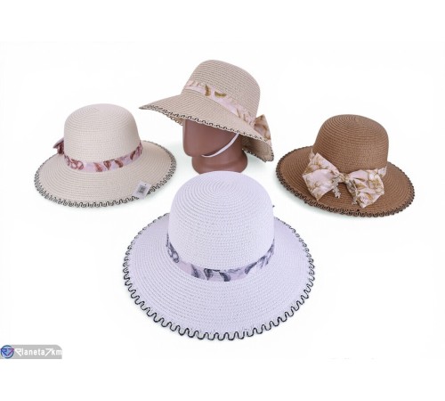 Капелюх жіночий на літо (5 шт. р.сетка 56-58) мікс  "CAROLLA"