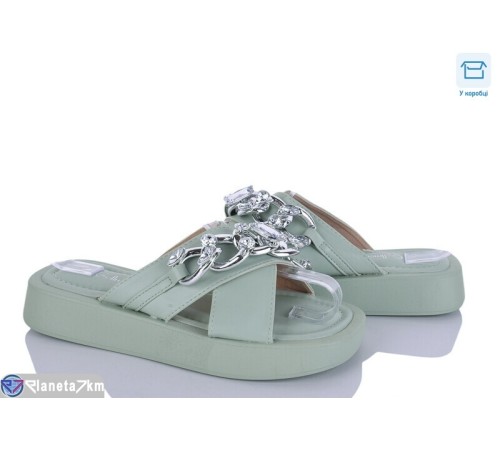 Шлепки жіночі на літо (8 пар р.36-41) зелений  "HoRIK"