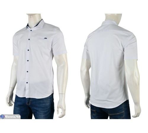 Сорочка чоловіча на літо (5 шт. р.сетка S-2XL) білий  "Mirella"