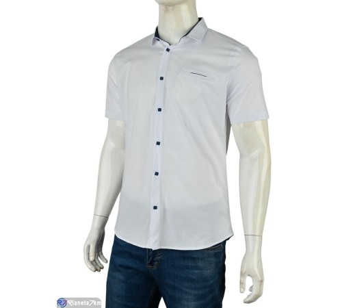 Сорочка чоловіча на літо (5 шт. р.сетка S-2XL) білий  "Mirella"