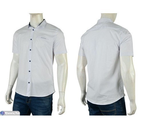 Сорочка чоловіча на літо (5 шт. р.сетка S-2XL) білий  "Mirella"