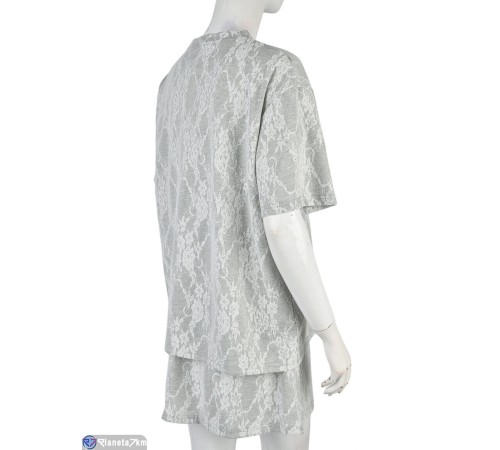 Жіночий костюм на літо (4 шт. р.сетка M-2XL) сірий  "Mirella"