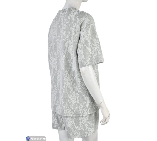 Жіночий костюм на літо (4 шт. р.сетка M-2XL) сірий  "Mirella"