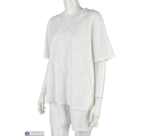 Жіночий костюм на літо (4 шт. р.сетка M-2XL) білий  "Mirella"