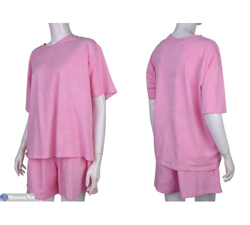 Жіночий костюм на літо (4 шт. р.сетка S-XL) рожевий  "Mirella"