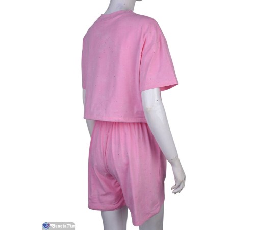 Жіночий костюм на літо (4 шт. р.сетка S-XL) рожевий  "Mirella"