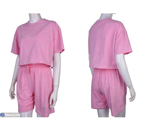 Жіночий костюм на літо (4 шт. р.сетка S-XL) рожевий  "Mirella"