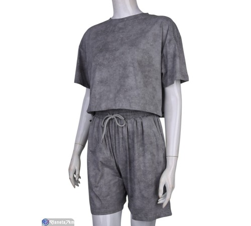 Жіночий костюм на літо (4 шт. р.сетка S-XL) сірий  "Mirella"