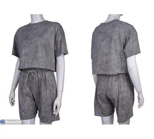 Жіночий костюм на літо (4 шт. р.сетка S-XL) сірий  "Mirella"