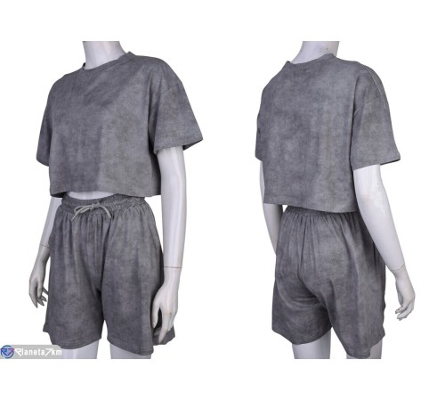 Жіночий костюм на літо (4 шт. р.сетка S-XL) сірий  "Mirella"