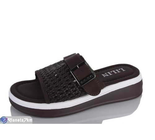 Шлепки жіночі на літо (8 пар р.36-41) коричневий  "Lilin"