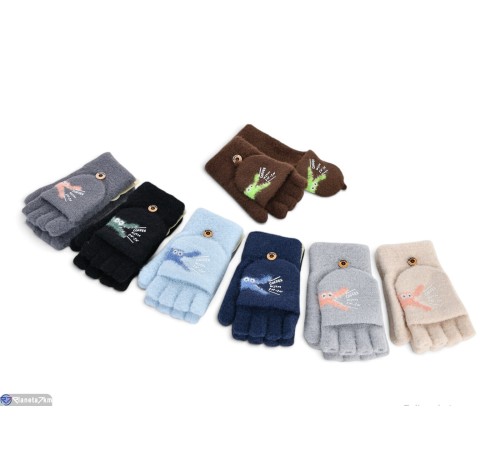 Рукавиці дитячі на зиму (12 шт. р.сетка 5-8) мікс  "CAROLLA"