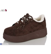 Кросівки жіночі на зиму (8 пар р.36-41) коричневий  "Aba"