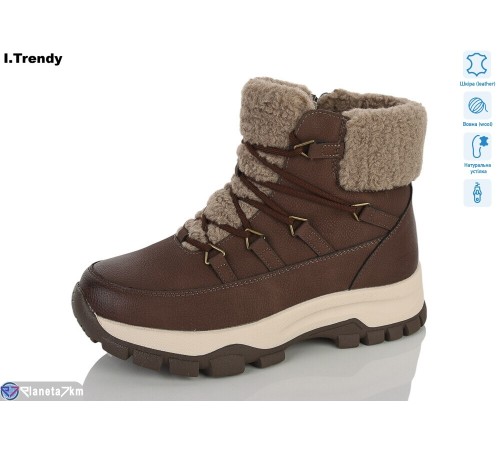 Черевики жіночі на зиму (6 пар р.36-41) коричневий  "Trendy"
