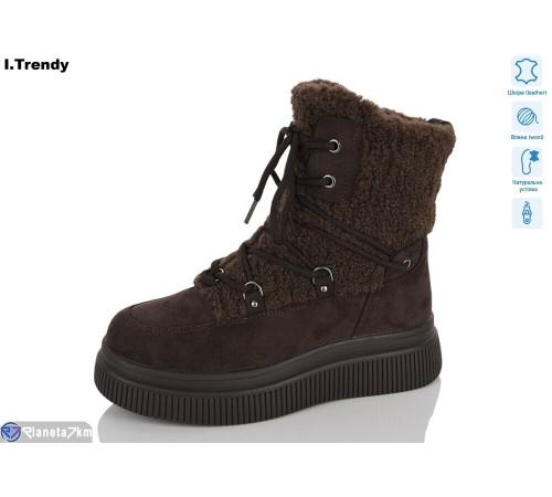 Черевики жіночі на зиму (6 пар р.36-41) коричневий  "Trendy"