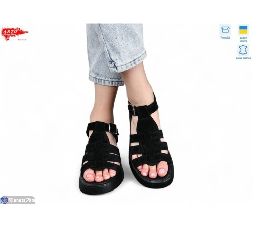 Босоніжки жіночі на літо (8 пар р.36-41) чорний  "ARTO"