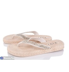 Шлепки жіночі на літо (12 пар р.37-41) бежевий  "Fuggo"