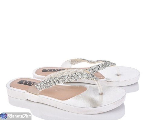 Шлепки жіночі на літо (12 пар р.37-41) срібний  "Fuggo"