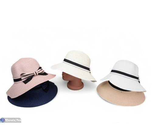 Капелюх жіночий на літо (5 шт. р.сетка 56-58) мікс  "CAROLLA"